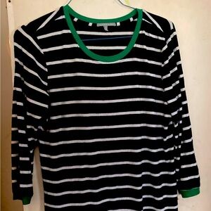 Classic Breton Stripe shirt with green trim.